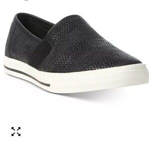 Lauren Ralph Lauren Haddley Black Tumbled Leather Slip On Sneakers - Size 5.5